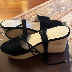 Brand new raye suede wood wedges comes with dust bag